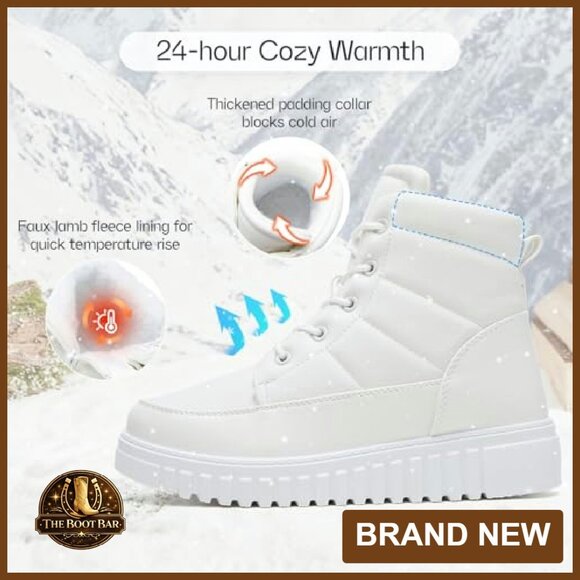 Women's Winter Combat Boots Waterproof Fleece Lined Ankle Boots Hiking - Picture 5 of 8